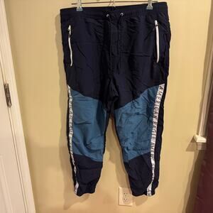 American Eagle Mens Windbreaker Blue Color Block Drawstring Joggers Size L